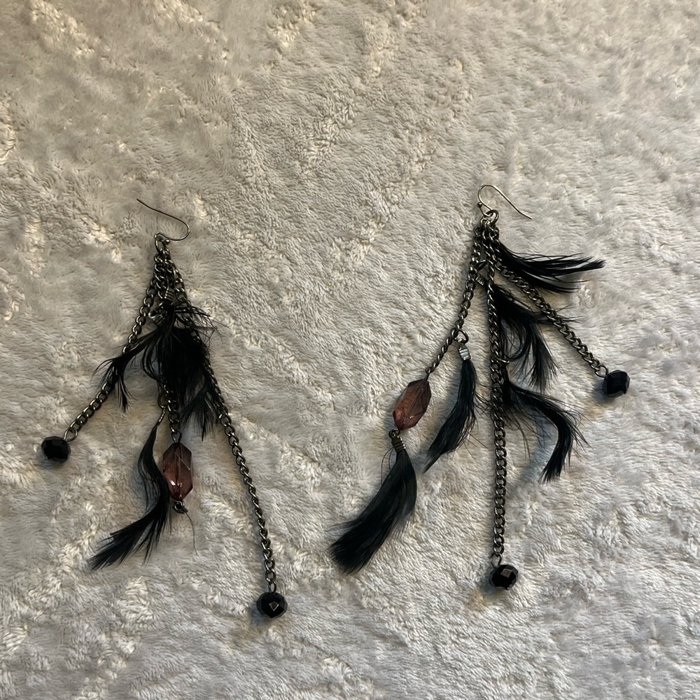 Black and Purple Botanical Earrings